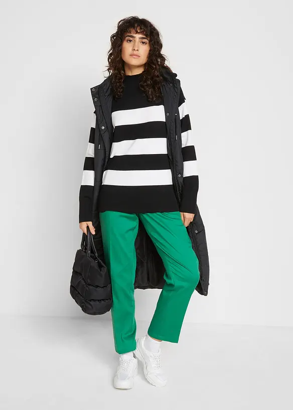 Longue doudoune sans manches à capuche et fentes latérales, bonprix