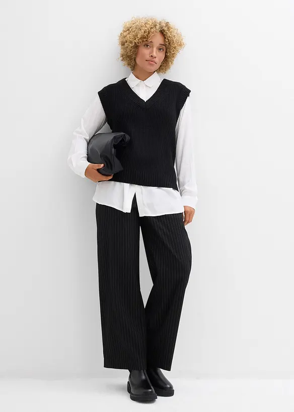 Pantalon palazzo aspect laine, bonprix