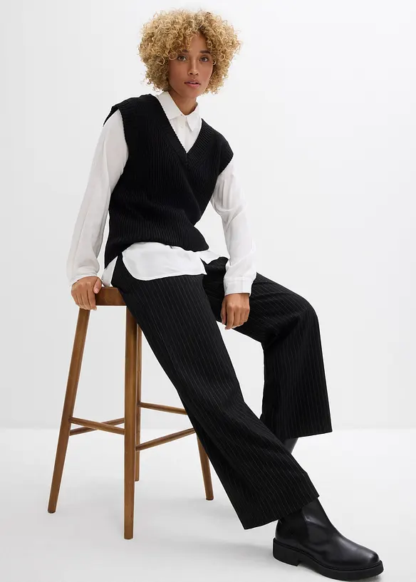 Pantalon palazzo aspect laine, bonprix