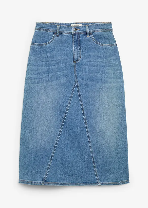 Jupe en jean extensible, taille haute, bonprix