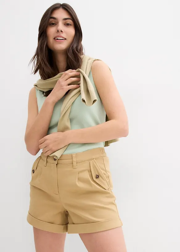 Short en twill, taille haute, bonprix