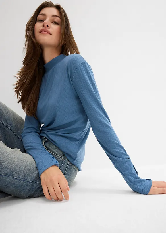 T-shirt manches longues côtelé, bonprix