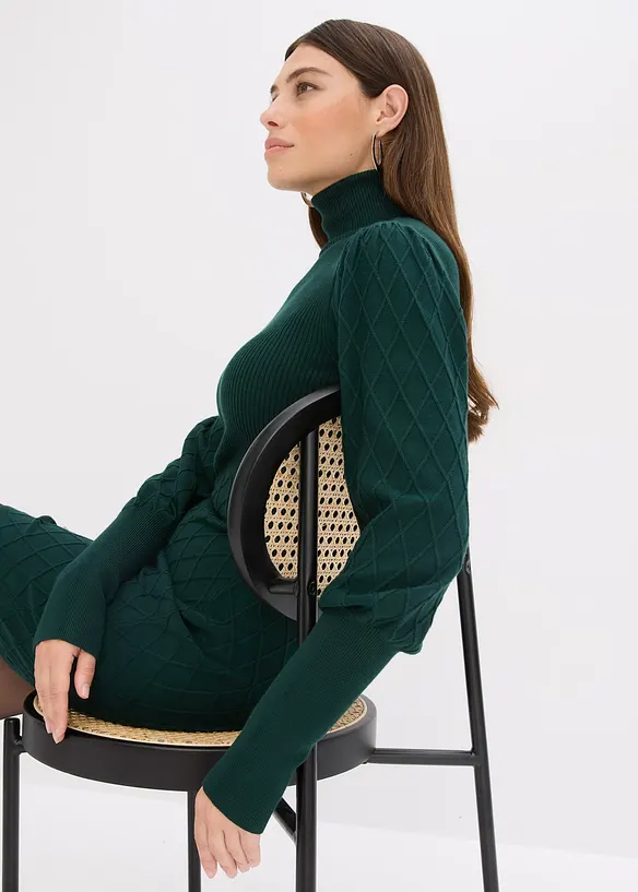 Robe en maille à col roulé, bonprix