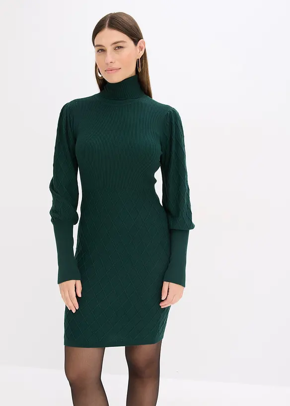 Robe en maille à col roulé, bonprix