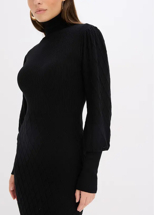 Robe en maille à col roulé, bonprix