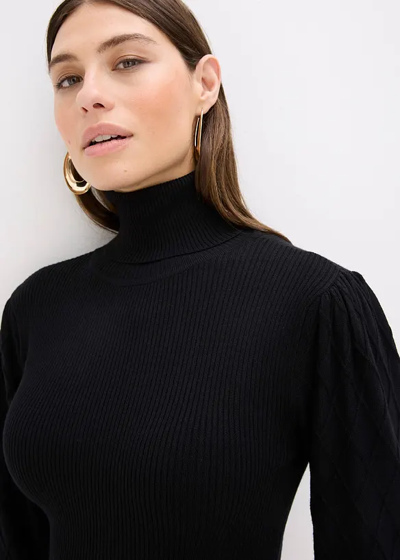 Robe en maille à col roulé, bonprix