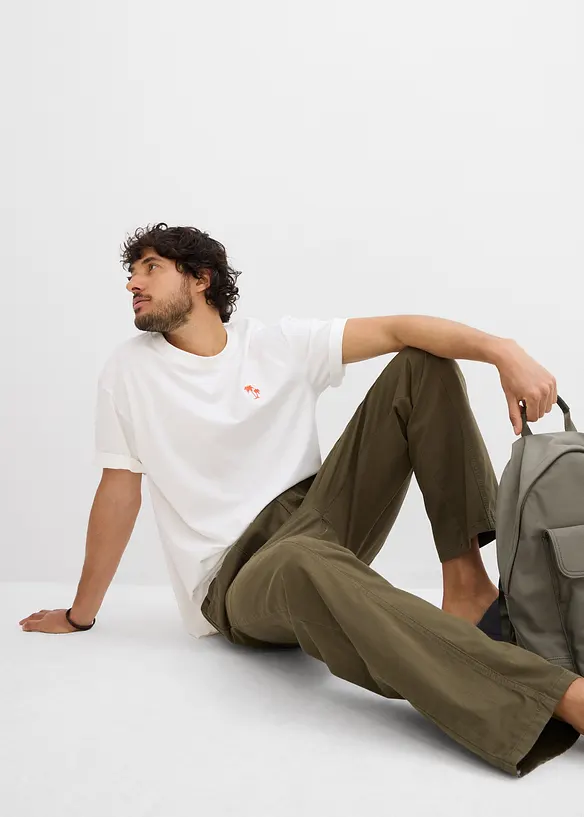 Pantalon taille extensible classique en coton léger, droit, bonprix