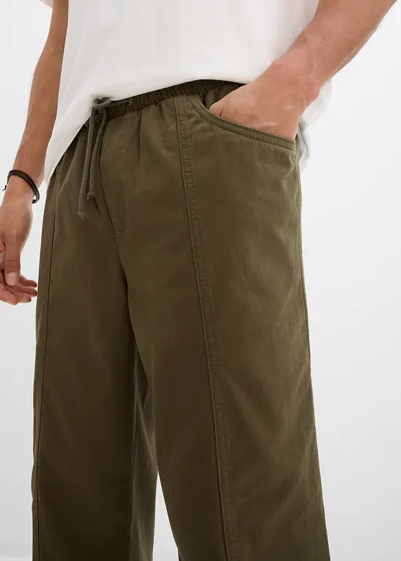 Pantalon taille extensible classique en coton léger, droit, bonprix