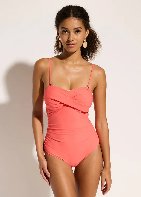 Maillot 1 pièce sculptant effet croisé, maintien modéré, bonprix