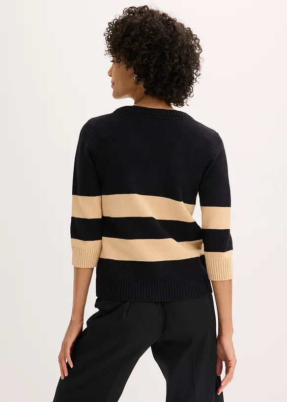 Gilet rayé en maille de coton, bonprix