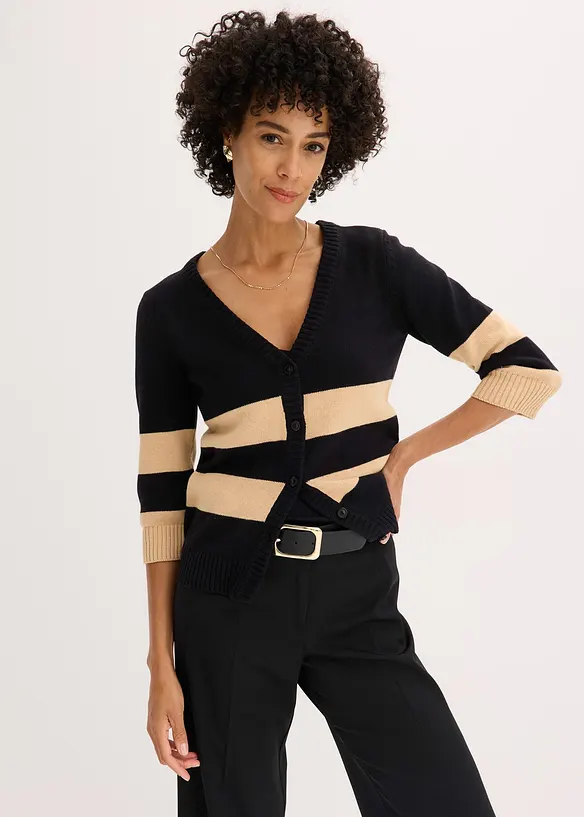 Gilet rayé en maille de coton, bonprix