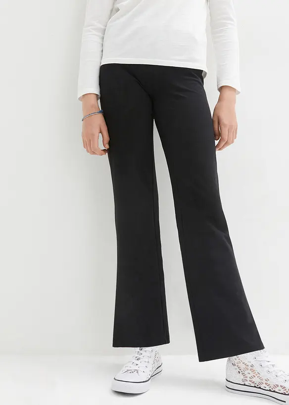 Pantalon évasée en coton extensible avec fentes sur les côtés, bonprix