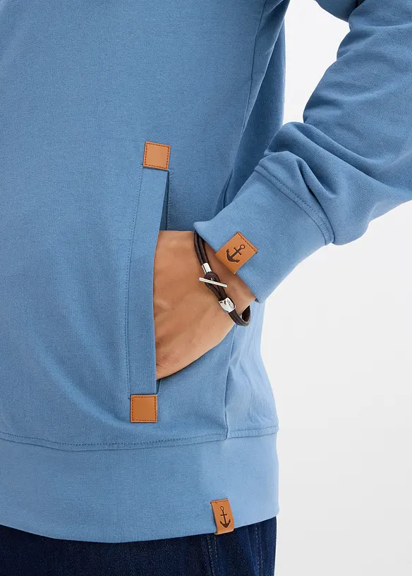 Sweat zippé à capuche et détails enduits, bonprix