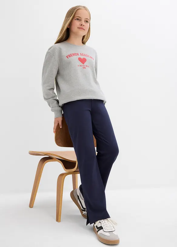 Pantalon évasée en coton extensible avec fentes sur les côtés, bonprix