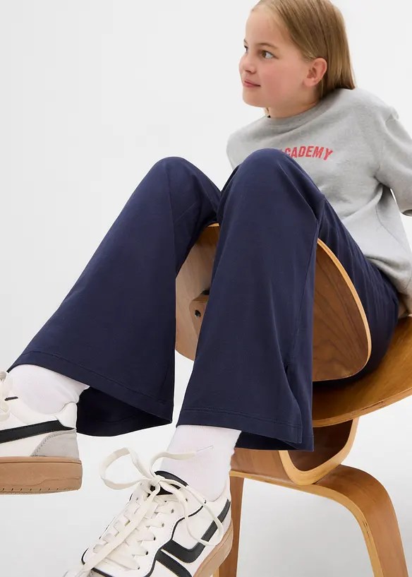 Pantalon évasée en coton extensible avec fentes sur les côtés, bonprix