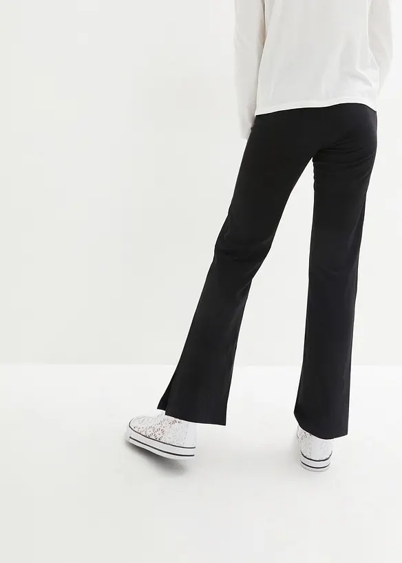 Pantalon évasée en coton extensible avec fentes sur les côtés, bonprix