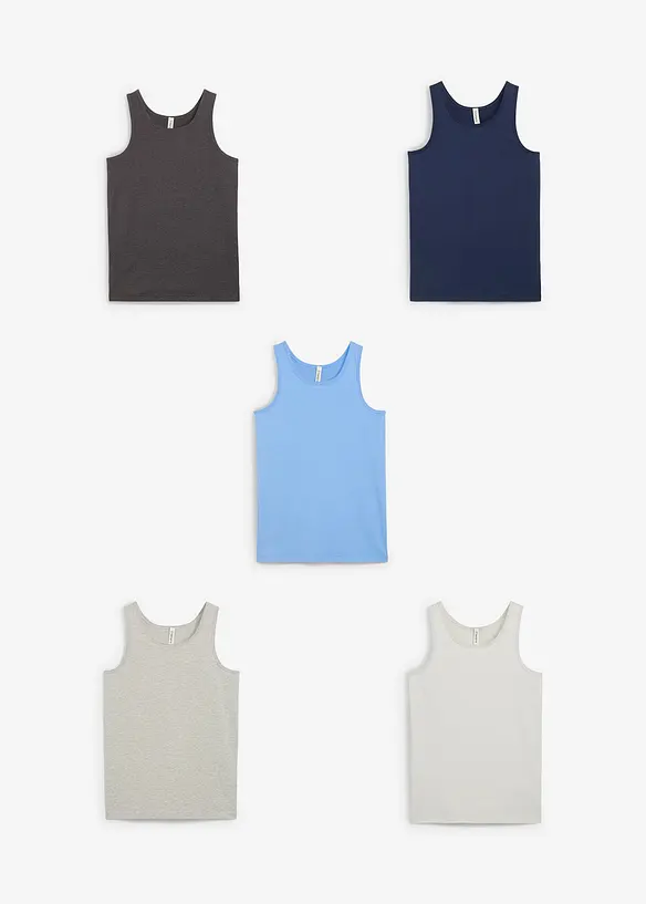 Lot de 5 débardeurs doux, bonprix