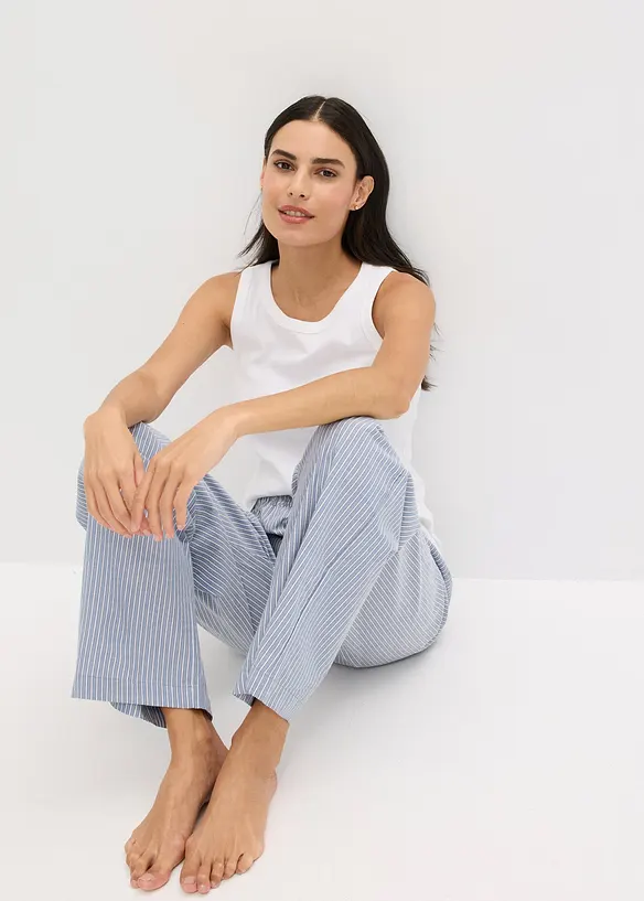 Pyjama avec top côtelé et pantalon tissé, bonprix