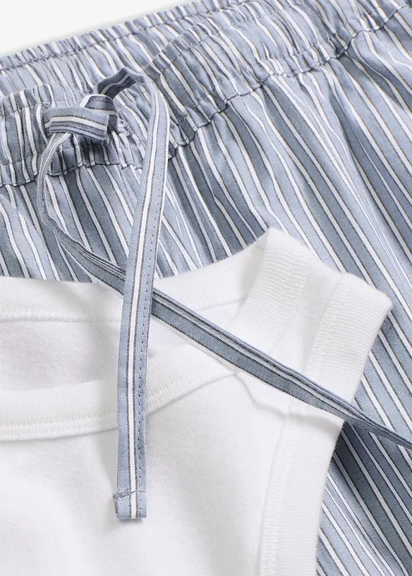 Pyjama avec top côtelé et pantalon tissé, bonprix