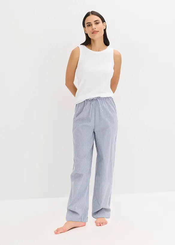 Pyjama avec top côtelé et pantalon tissé, bonprix