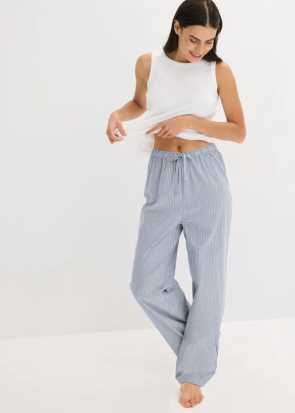 Pyjama avec top côtelé et pantalon tissé, bonprix