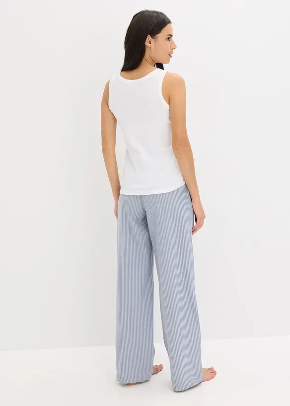 Pyjama avec top côtelé et pantalon tissé, bonprix