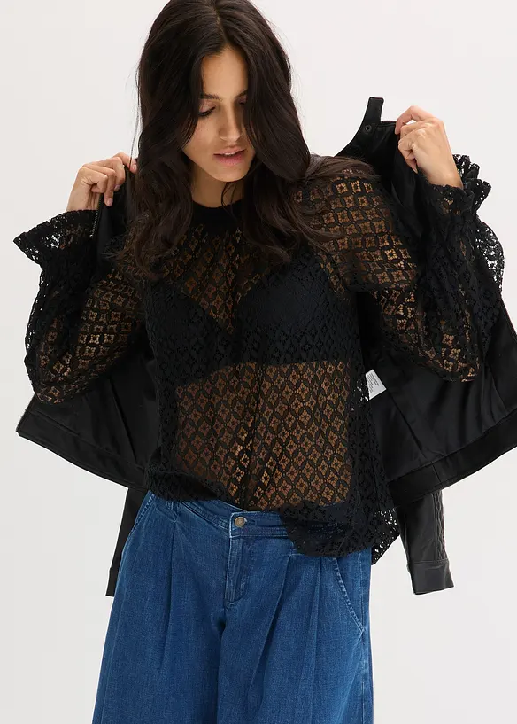 T-shirt en dentelle, coton majoritaire, bonprix