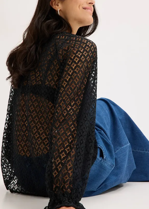 T-shirt en dentelle, coton majoritaire, bonprix