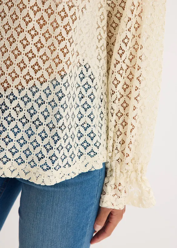 T-shirt en dentelle, coton majoritaire, bonprix