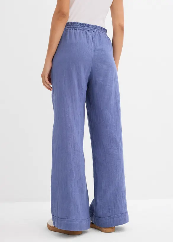 Pantalon taille élastiquée en gaze de coton, bonprix