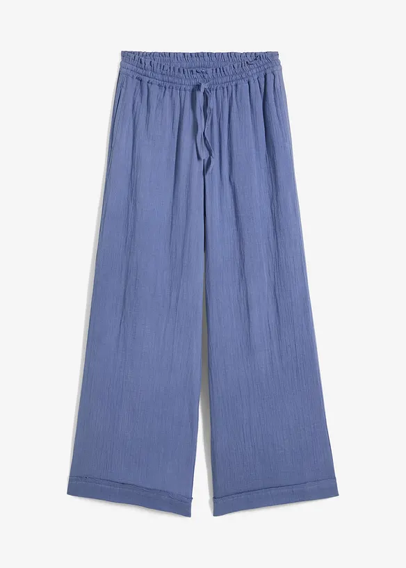Pantalon taille élastiquée en gaze de coton, bonprix