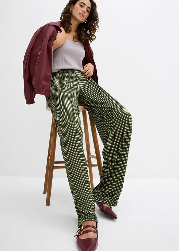 Pantalon en jersey crêpe texturé, bonprix