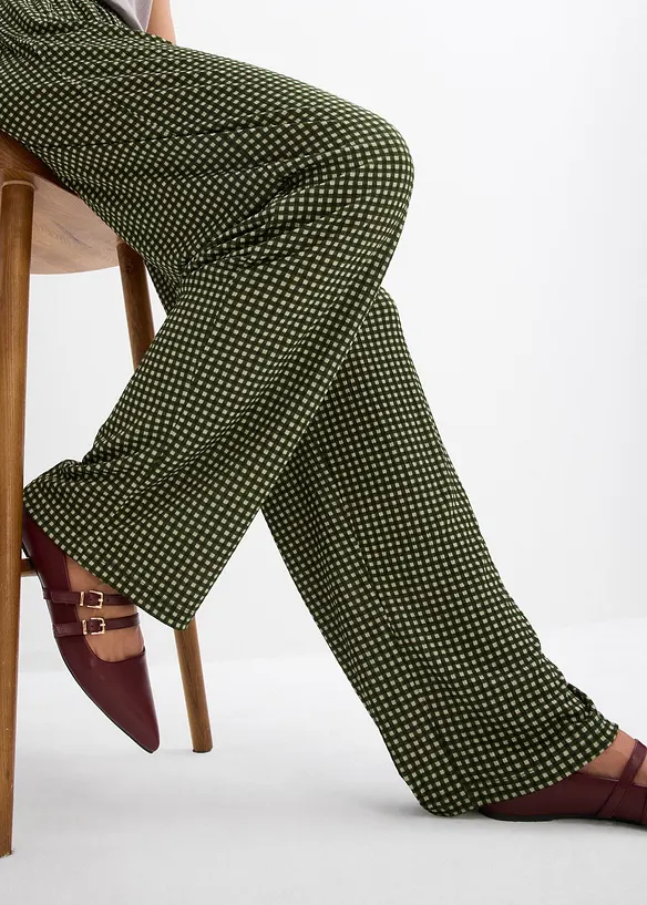 Pantalon en jersey crêpe texturé, bonprix