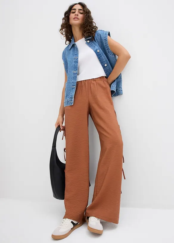 Pantalon taille élastiquée avec nouettes, bonprix