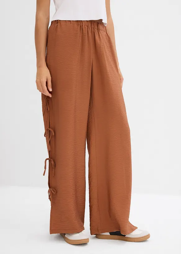 Pantalon taille élastiquée avec nouettes, bonprix