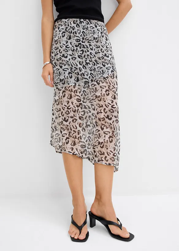 Jupe midi en mousseline fine, bonprix