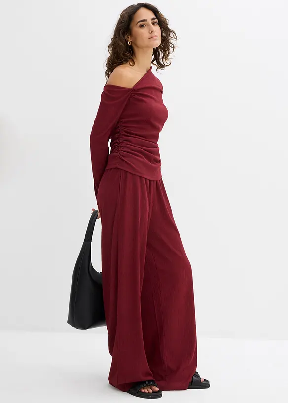 T-shirt asymétrique en crêpe texturé, bonprix