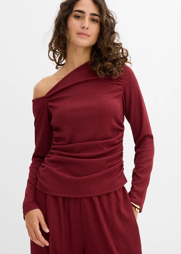 T-shirt asymétrique en crêpe texturé, bonprix