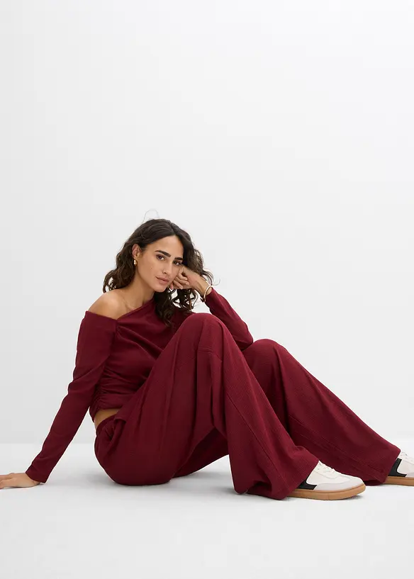 Pantalon jogger en crêpe texturé, bonprix