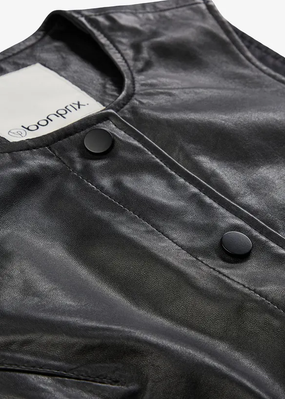 Gilet sans manches en cuir d’agneau nappa, bonprix