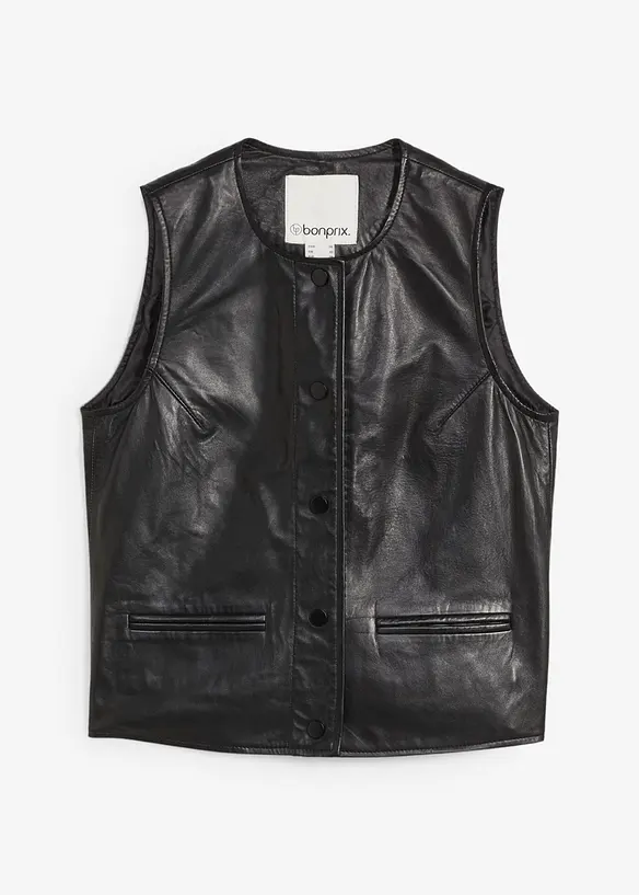 Gilet sans manches en cuir d’agneau nappa, bonprix