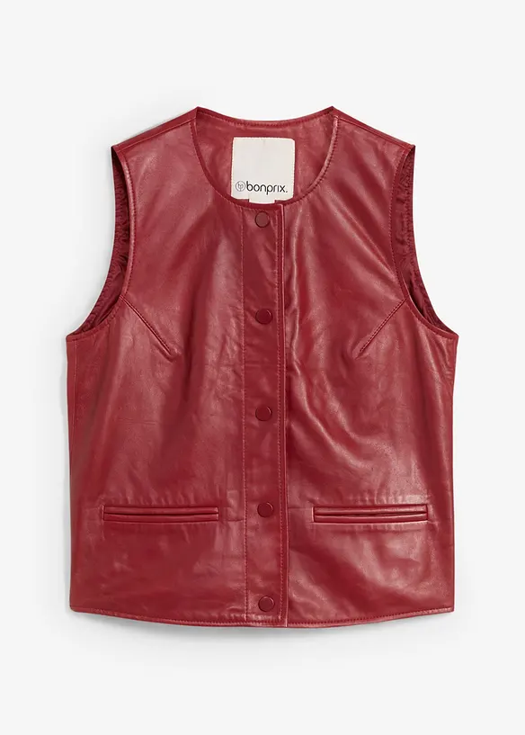 Gilet sans manches en cuir d’agneau nappa, bonprix