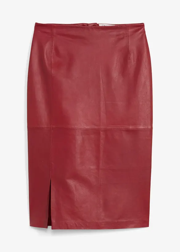 Jupe en cuir fendue sur le côté, bonprix