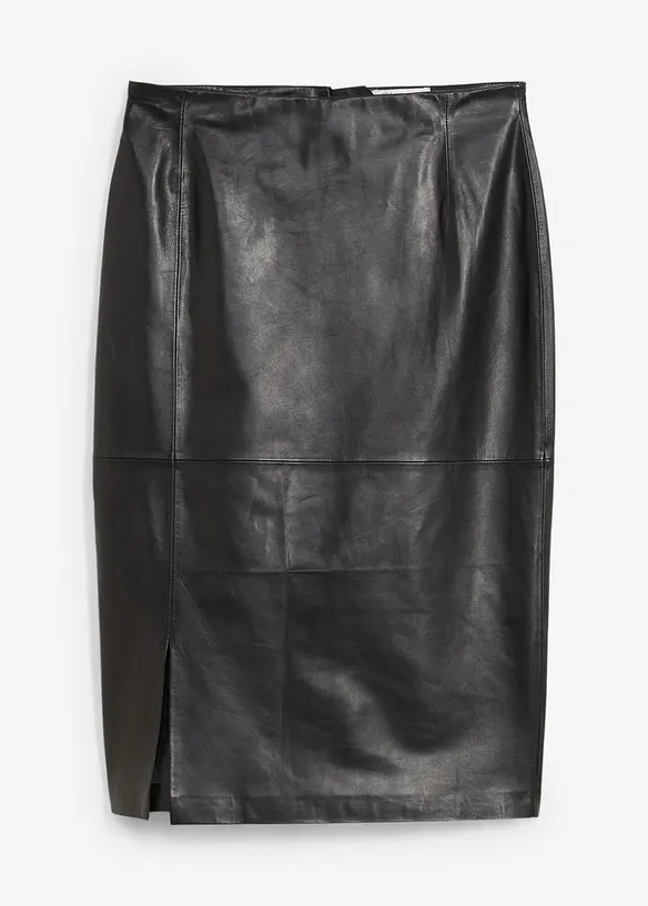 Jupe en cuir fendue sur le côté, bonprix