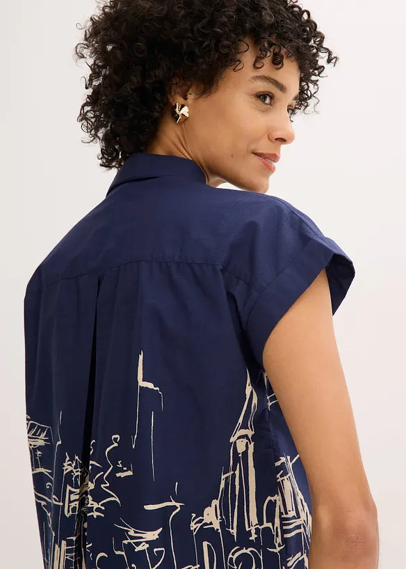 Chemisier manches courtes oversize en coton, bonprix