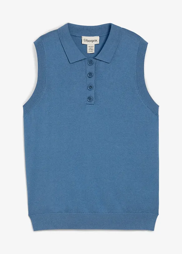 Top en fine maille avec soie et col polo, bonprix