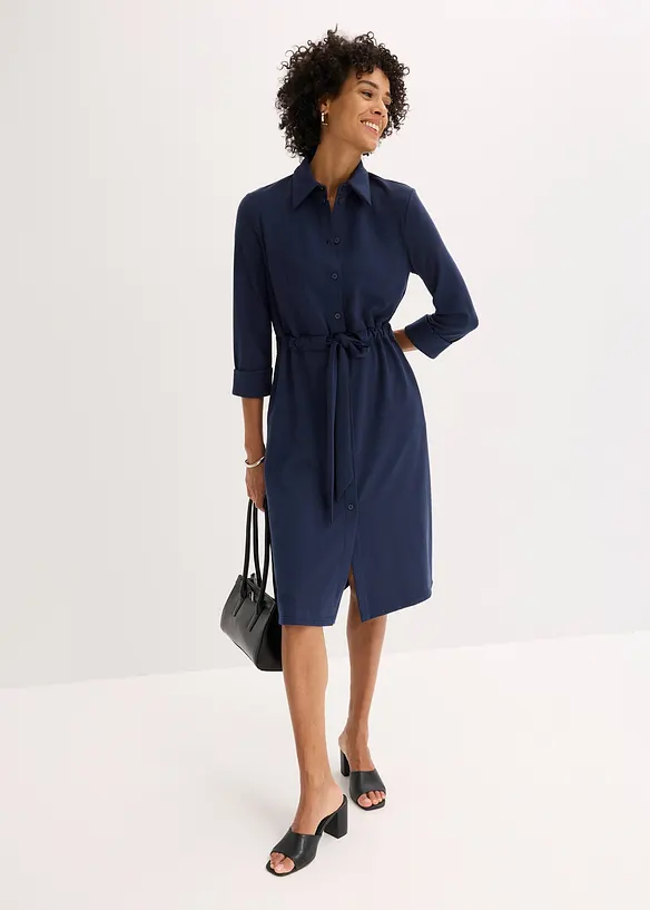 Robe-chemise en Punto di Roma, bonprix