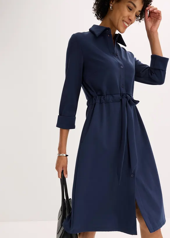 Robe-chemise en Punto di Roma, bonprix