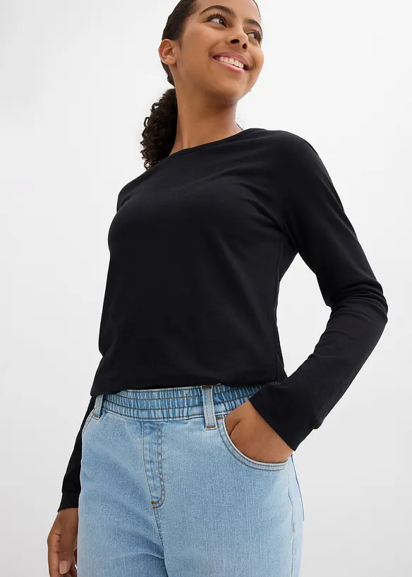 Lot de 2 jeans extensibles, taille mi haute, bonprix