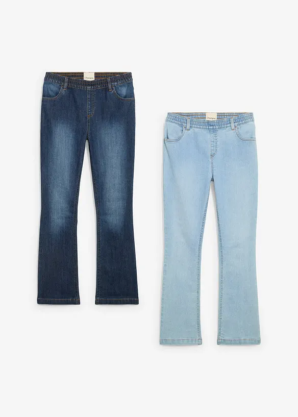 Lot de 2 jeans extensibles, taille mi haute, bonprix